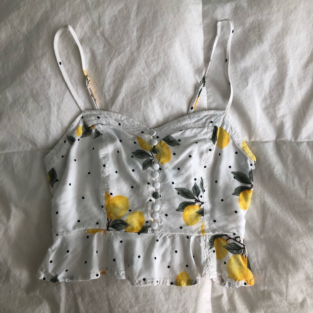 Lemon button up crop top from forever21